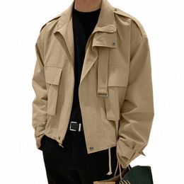 2023 Men Jackets Solid Colour Lapel Lg Sleeve Pockets Zipper Casual Male Cargo Coats Streetwear Fi Outerwear S-5XL INCERUN f3C9#