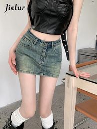 Skirts Summer Slim Fit High Waist Denim Woman Retro Sexy Tight Hip Women Blue Simple Basic Casual