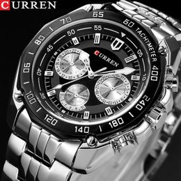 Curren Karien Fake Three Eyes Business Quartz Steel Band Men's Watch 8077