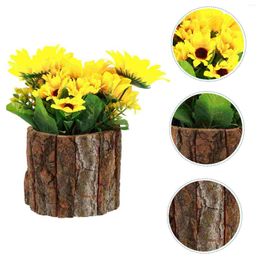 Decorative Flowers Artificial Sunflower Ornament Office Decor Faux Sunflowers Wooden Fake Plant Decors