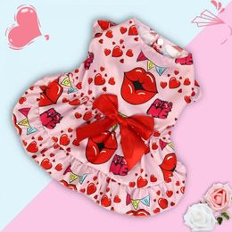 Dog Apparel Pet Bow Dress Charming Decoration For Cats Dogs Comfortable Cartoon Print Princess Skirt Adorable Puppy