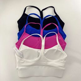 Lu Align Cross Tanks Soft Solid Color Back Y shape Women Fitness Bra Tights Yoga Vest High Strength Gym Sports Top With Chest Pad Lemon Sports 2024