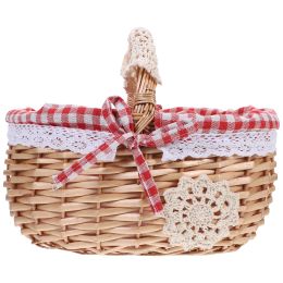 Baskets Wicker Storage Basket Rustic Flower Girl Rattan Household Container Gift Packing Simple Willow Decorative Child Fruit