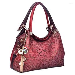 Shoulder Bags Brand Women Bag Hollow Out Ombre Handbag Floral Print Ladies PU Leather Tote