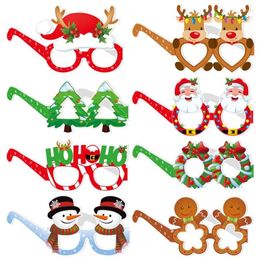 Party Decoration 8Pcs Merry Christmas Cute Paper Glasses Deep Snowman Xmas Tree Santa Claus DIY Supplies