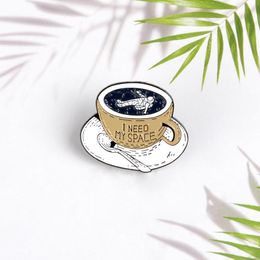 space coffee pin Cute Anime Movies Games Hard Enamel Pins Collect Cartoon Brooch Backpack Hat Bag Collar Lapel Badges
