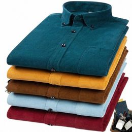 Плюс Размер S ~ 7XL Вельветовая рубашка Мужская повседневная рубашка с рукавом Lg Regular Fit Busin Dr Рубашки для мужчин Мягкие удобные карманные рубашки для отдыха P5tn #
