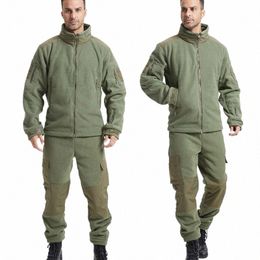 tactical Jacket Fleece Mens Pants Military Zipper Pockets Jacket 400GSM Thermal Suits Outdoor Winter Warm Zip Work Outwear Tops X4Bx#