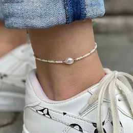 Anklets Bohemian style Colourful pearl ankle bracelet fashionable temperature handmade pearl ankle bracelet fashionable tassel ankle bracelet womens jewelryL24