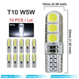 Upgrade 10 X Car Signal Light T10 W5w LED Silicone Waterproof Bulb 12V 7500K White Auto Interior Dome Door Licence Plate Trunk Lamps