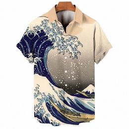 men's Hawaiian Shirts 3D Printed Short Sleeves casual Lapel Beach Style Tops Top Retro Waves Imported-clothing Fi e0P8#