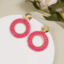 Dangle Earrings Badu Round Beaded For Women Colourful Handmade Big Statement Seed Beads Boho Jewellery Fashion Gifts 2024