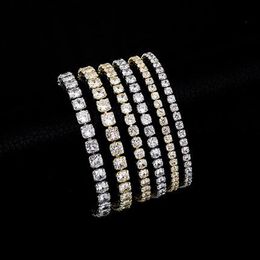 European and American tennis braclets Hip-hop Tide 14k gold plated Zircon-microencased 3mm 4mm 5mm bracelet298Z