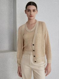 Women's Knits Women 2024 Spring Drop Shoulder Long Sleeve Button Hollow Thin V-Neck Knitted Cardigan