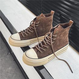 Casual Shoes 2024 High Top Couples Autumn Winter Fashion Canvas Thick Sole Board Comfortable Sneakers