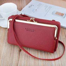 Wallets Fashion Women Clutch Purse Leather Mobile Phone Bag Versatile Crossbody Shoulder Bags Female Long Wallet Card Holder Purse239F