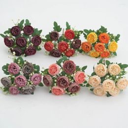 Decorative Flowers Maintenance-free Artificial Elegant Peonies Branch For Home Wedding Decor Realistic 7 Head Faux Flower Stem