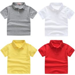 2-9Y Childrens Polo Shirt Summer Boy Girl Cotton Short Sleeve Tees Baby Casual T-Shirt Solid Colour Tops Outfits Kids Clothes 240319