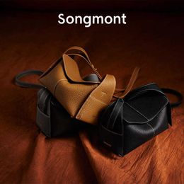 Songmont Mountain Underneath Pine Ear Series Mini Eave Bag AutumnWinter Top layer Cowhide Commuter Cross Body Hobo Bag 240328