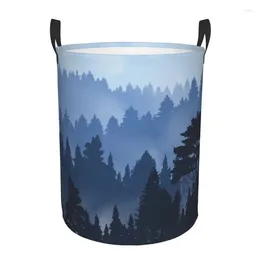 Laundry Bags Foldable Basket For Dirty Clothes Forest Fog Trees Pine Storage Hamper Kids Baby Home Organiser