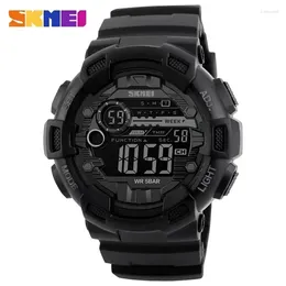Wristwatches Wholesale 5pcs/lot SKMEI 1243 Men Multifunction 5Bar Waterproof PU Strap LED Display Watches Chrono Digital Outdoor Sport Watch