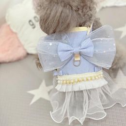 Dog Apparel Small Harness Dress Summer Doggy Puppy Chihuahua Yorkshire Terrier Shih Tzu Clothes Princess Skirt Tutu Leash Lead