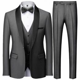 abito slim stile britannico da uomo 3 pezzi giacca gilet pantaloni / uomo busin gentiluomo fascia alta personalizzato Dr blazer cappotto S-6XL V6BR #