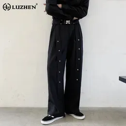 Men's Pants LUZHEN Spring Stylish Rivet Metal Decorate Patchwork Design Straight Suit Original Street Trendy Trousers LZ2105