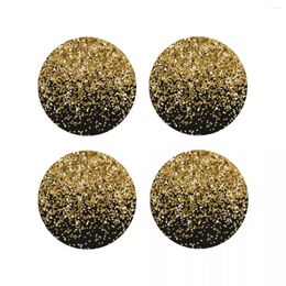 Table Mats Gold Glitter Coasters Kitchen Placemats Waterproof Insulation Cup Coffee For Decor Home Tableware Pads Set Of 4