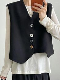Women's Vests Black Irregular Vest For Autumn French Short Shoulder Camisole Small Suit Top Casaco Feminino