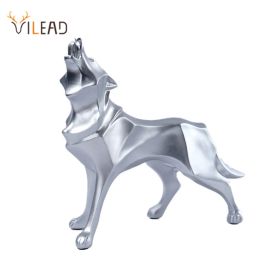 Sculptures VILEAD Resin Abstract Wolf Statue Geometric Animal Figurines Office Room Interior Decoration Nordic Home Decor Sculpture Crafts