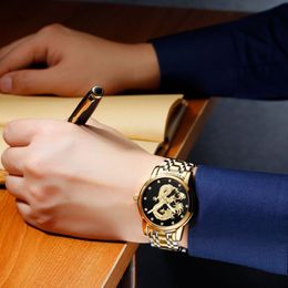 cwp 2021 relogio masculino GUANQIN Mens Watches Top Brand Luxury Luminous Clock Gold Dragon Sculpture Stainless Steel Quartz Wrist311r