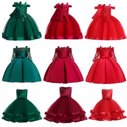 Green Christmas Princess Dress For Girl Children Costume Elegant Kids Wedding Birthday Prom Gown Bow Girls Party Dresses 3 10Y 240318