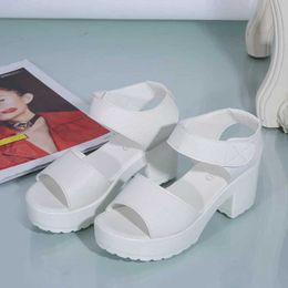 Sandals Summer New White High Heels Womens Thick Wedge Platform Fish Mouth Roman H240328