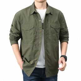 mens Loose Cargo Shirt Outdoor Casual Pure Cott Youth Shirt Fi Solid Colour Mens Christmas T Shirts h2if#