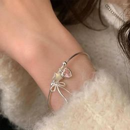 Charm Bracelets Fashion Pink Crystal Zircon Heart Bowknot Star Pendant Bracelet For Girl Korean Aesthetic Y2k Jewellery Accessories Gift