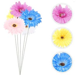 Decorative Flowers Flower Garden Stake Decor Metal Daisy Stick Outdoor Floral Picks Colourful Yard Art Pathway Patio Lawn Ornament