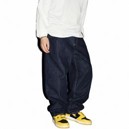 american Street Retro Solid Colour Mop Jeans Men's Hip-hop Skateboard Hip-hop Straight Pants Bboy Loose Trousers 15zS#