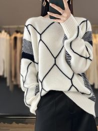 Addonee Women Sweater High Quality 100% Merino Wool O-Neck Pullover Cashmere Knitted Winter Female Tops Clothing 240326