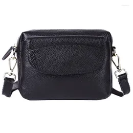 Shoulder Bags Famous Design Genuine Leather Lady Crossbody Bag Female Flap Square Handbag Top Layer Cowhide Casual Messenger
