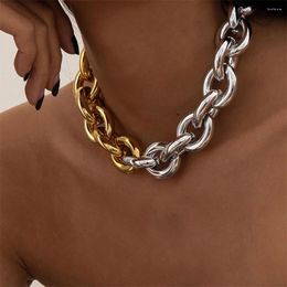 Pendant Necklaces Punk Hip-Hop Thick Chain Collarbone Necklace Creative Mixed Colour Metal Buckle Single Layer For Women