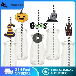 Disposable Cups Straws Flag Insertion Straw Halloween Unique Durable Decoration Holiday Party Supplies Paper