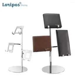 Hooks Stainless Steel Wallet Shelf Table Purse Display Stand Adjustable Height Rack Metal Storage Bracket Orgaziner Prop