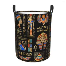 Laundry Bags Egyptian Hieroglyphs And Deities Basket Collapsible Large Capacity Clothing Storage Bin Ancient Egypt Art Baby Hamper