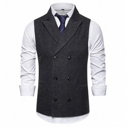 men'svest Double Breasted Suit Vests Men Mens Sleevel Suit Vest Waistcoat Vintage Formal Blazers Waistcoat for Weddingchaleco 75IR#