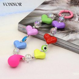 Keychains Fashion Jewelry Keychain Acrylic Colorful Love Heart Droplet Pendant Women Bag Accessories Car Keyring