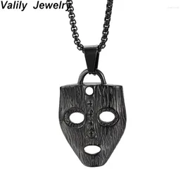 Chains Valily Men's Punk Skull Pendant Necklace Stainless Steel Black Colour Face Mask Necklaces Jewellery For Men Arrival