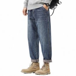 ripped Denim jeans 2023 men's trendy brand loose summer thin elastic feet pants men's Korean harem teenagers cropped pants C02 a7n1#