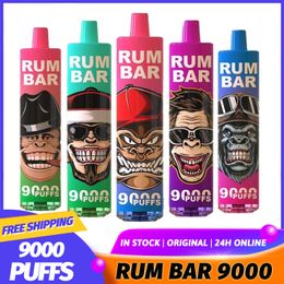 Original QST RUM BAR 9000 Vapes Disposable Puff 9000 E Cigarette Mesh Coil 18ml Prefilled Carts Cart Pod Electronic Cigs puff shisha bar 9000 9k puffs Tornado 9k vapers