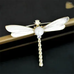 Brooches High Quality Men Brooch Suit Dress Pins With Rhinestone Simulated Pearl Enamel Dragonfly For Women Accessories Jewellery